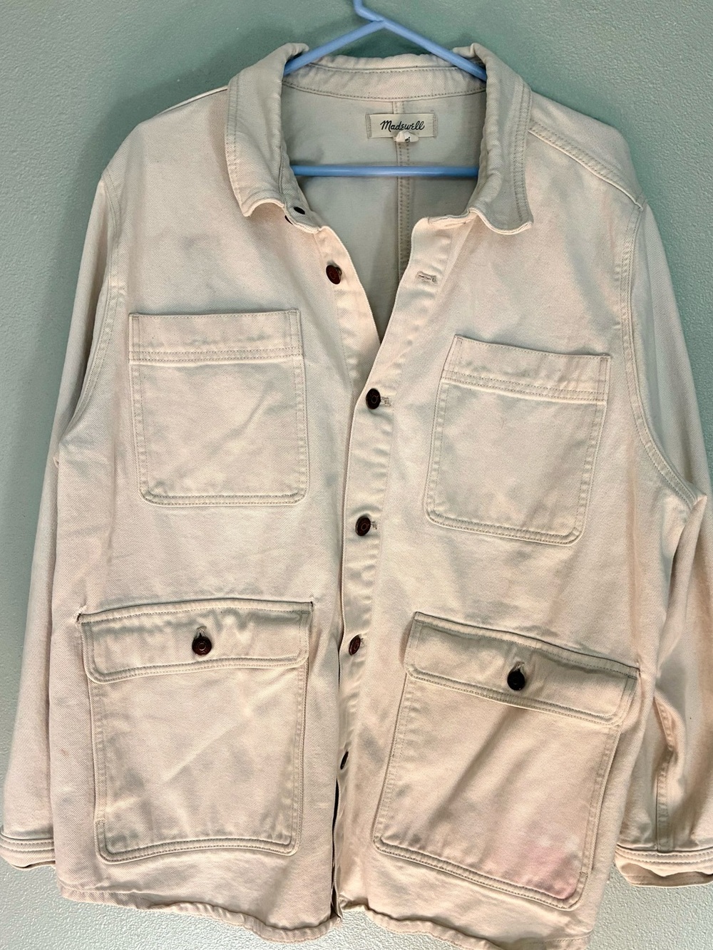 Madewell Ivory Utility Jacket Military Cargo Cotton Overshirt Women’s